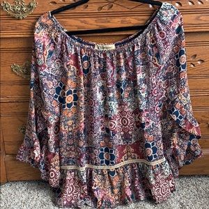 democracy top navy, burgundy, burnt orange size XL